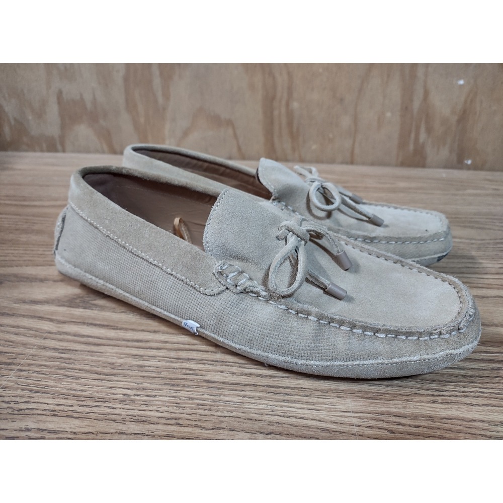 Zara Mens Tan Suede Textile Driving Loafers Bow Detail Size 41 2656/822/102